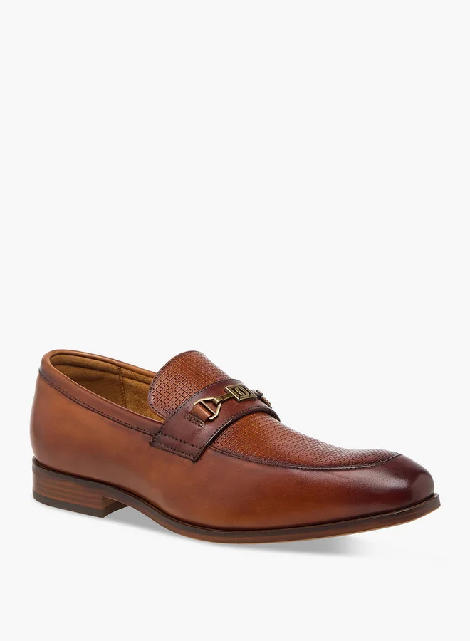 دوتشيني Men's Textured Slip-On Loafers with Metal Accent