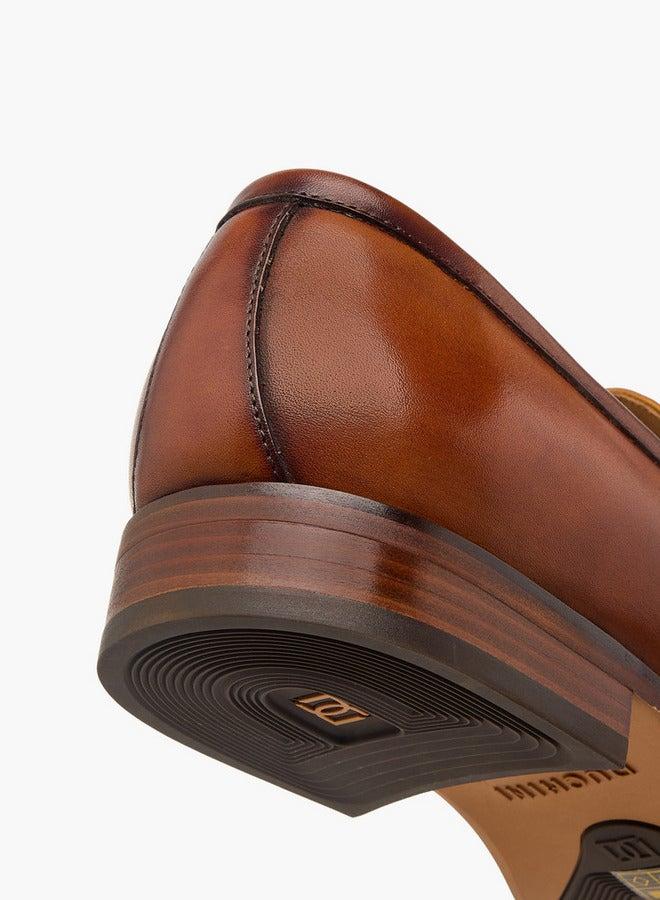 DUCHINI Men's Textured Slip-On Loafers with Metal Accent - Image 5