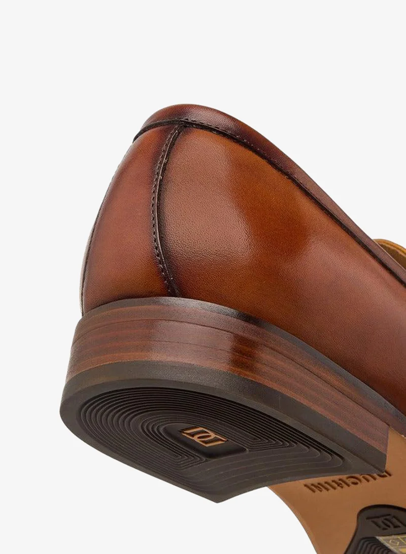 DUCHINI Men's Textured Slip-On Loafers with Metal Accent