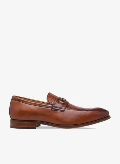 DUCHINI Men's Textured Slip-On Loafers with Metal Accent
