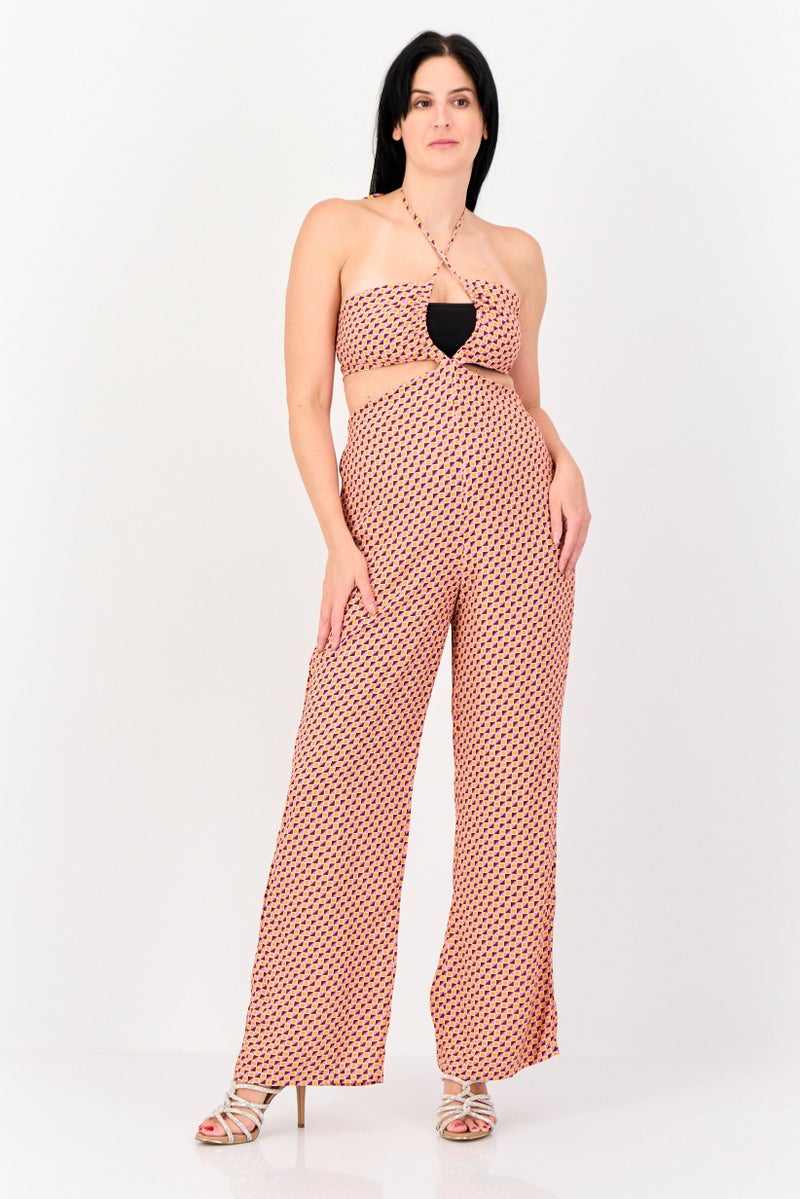 KOTON Pelin Yar x Koton Women Allover Print Sleeveless Jumpsuit, Multicolor - Image 1