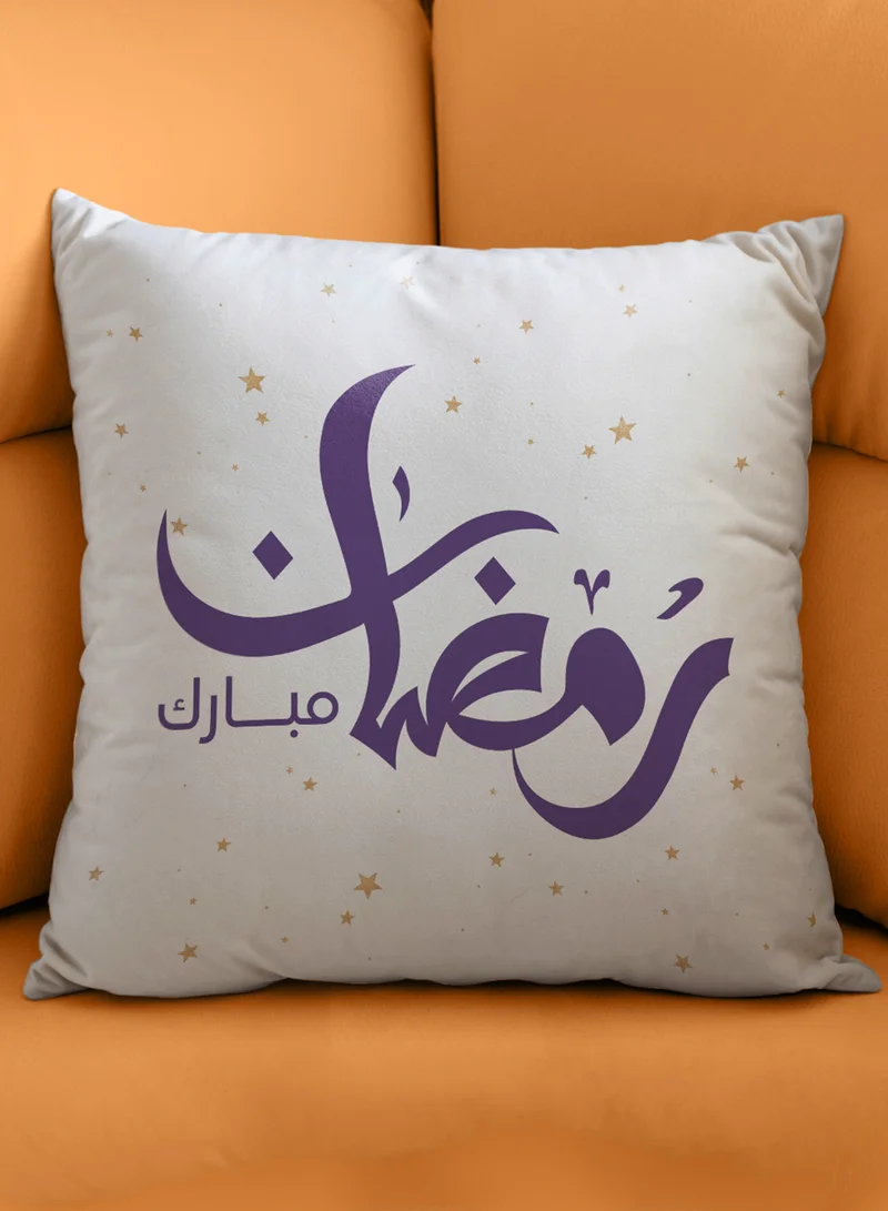 لوحة غطاء وسادة من البوليستر بتصميم رمضان مبارك ونمط نجوم ذهبية