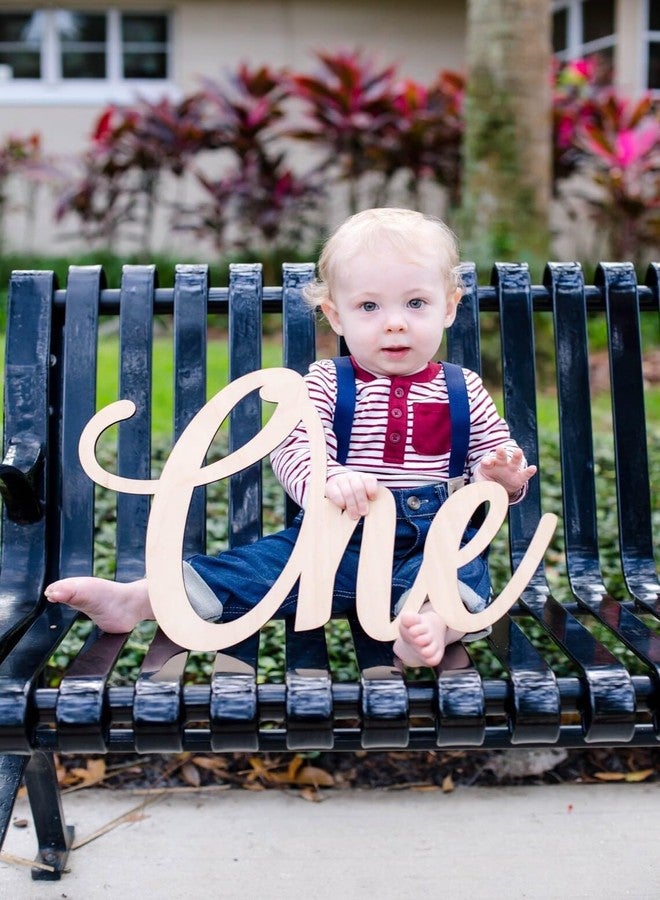 Curious Button 10 Inch Wooden 'One' Letter Cutout - 1st Birthday Party Decoration - Brown, Pink - Number Theme - Baby Photography Prop - Image 2