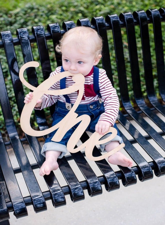 Curious Button 10 Inch Wooden 'One' Letter Cutout - 1st Birthday Party Decoration - Brown, Pink - Number Theme - Baby Photography Prop - Image 4