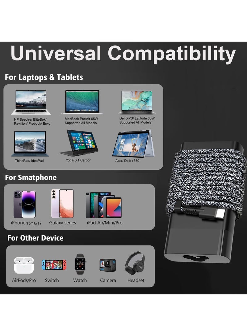 SMART SOURCE 65W 45W USB-C Laptop Charger Replacement for HP EliteBook x360, Pavilion, Chromebook, Spectre X360, Envy, Elite x2 Travel Fast Charging Adapter, Support Smart Phones & Tablet, With AC Power Cord - Image 2