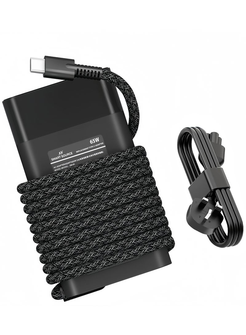 SMART SOURCE 65W 45W USB-C Laptop Charger Replacement for HP EliteBook x360, Pavilion, Chromebook, Spectre X360, Envy, Elite x2 Travel Fast Charging Adapter, Support Smart Phones & Tablet, With AC Power Cord - Image 3