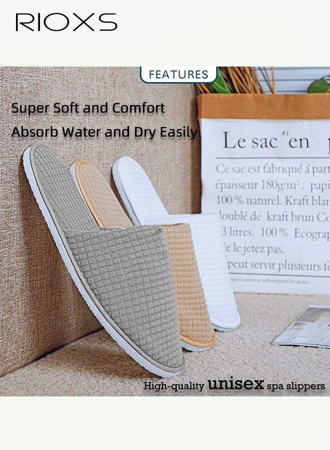 RIOXS 10 Pairs Slippers, Unisex Half Slippers, Non Slip Disposable Slippers For Guest, Reusable Washable Indoor Flats, Mens Womens Slippers, Spa Slippers Guest Slippers For Hotel/ Wedding Party, House Slippers For Bathroom Bedroom, Travel Slippers, Family Closed-toes Half Slippers - Image 5