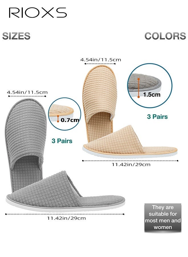 RIOXS 10 Pairs Slippers, Unisex Bedroom Slippers Slip Ons, Men's Women's Half Slippers, Non Slip Disposable Slippers for Guest, Reusable Washable Indoor Flats for Men Women, Spa Slippers Guest Slippers for Hotel/ Wedding Party, Travel Slides Slippers, Family Closed-toes Flat Slippers, House Slippers for Bathroom/ Bedroom/Living Room, 5 Grey+5 Beige Slippers - Image 4
