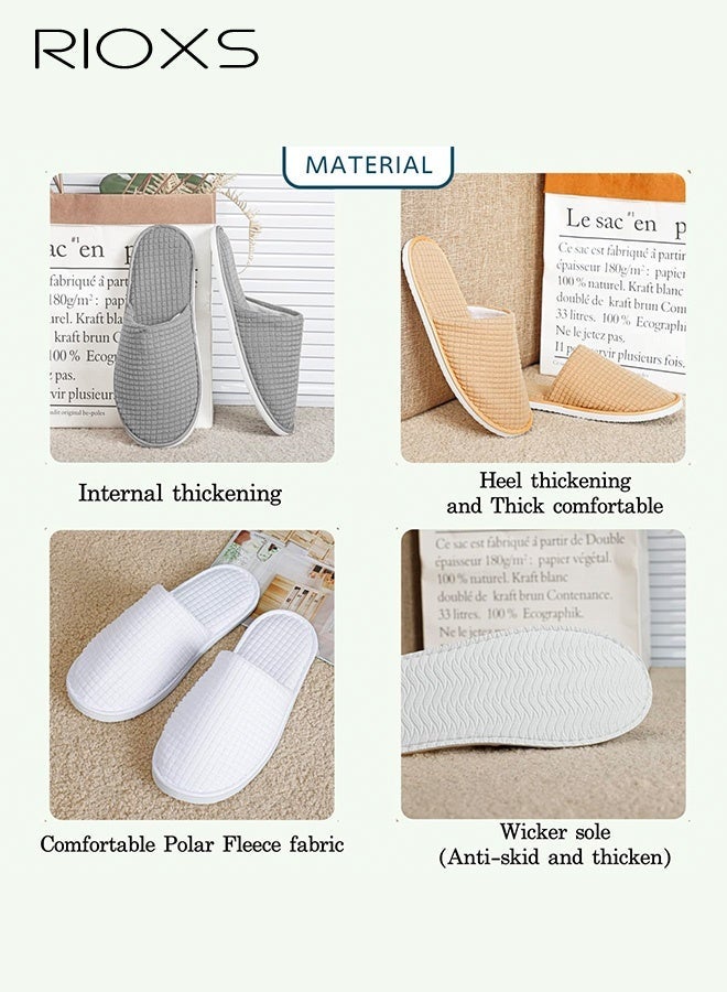 RIOXS 10 Pairs Slippers, Unisex Bedroom Slippers Slip Ons, Men's Women's Half Slippers, Non Slip Disposable Slippers for Guest, Reusable Washable Indoor Flats for Men Women, Spa Slippers Guest Slippers for Hotel/ Wedding Party, Travel Slides Slippers, Family Closed-toes Flat Slippers, House Slippers for Bathroom/ Bedroom/Living Room, 5 Grey+5 Beige Slippers - Image 5