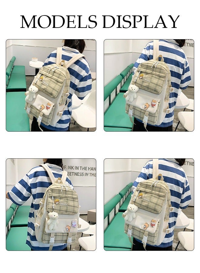 DUNISO 5PCS Kids School Backpack Set Canvas Laptop School Bag Sets for Kids with Tote Bag,Shoulder Bag,Pencil Box,Small Bag ,Large-capacity Bookbag for Girls Boys Back to School Supplies - Image 5