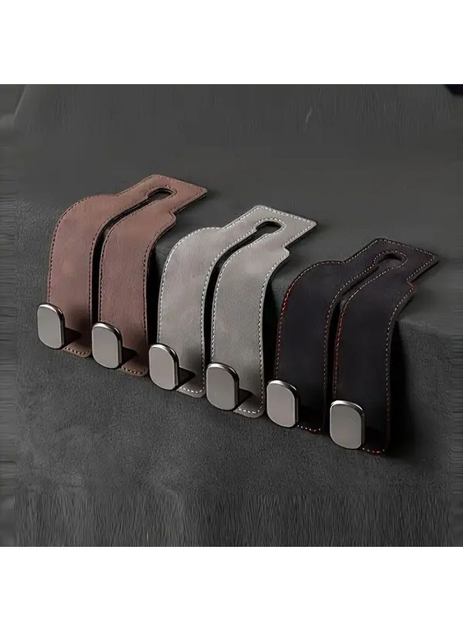 قطعتان من أغطية ظهر مقعد السيارة السوداء مع خطافات معدنية مخفية وتطريز أحمر، إكسسوارات داخلية متينة - Image 2