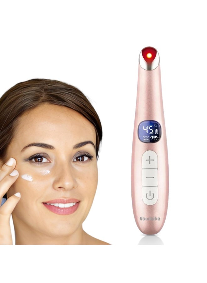 SYOSI Eye Lift Wand, Eye Massager Wand 3 in 1 Vibrating 98°F to 113°F LCD Eye Massager for Dry Eyes, Dark Circles and Puffiness, Face & Neck Lifting Tool for Fine Lines and Wrinkles, Rose Gold  - Image 1