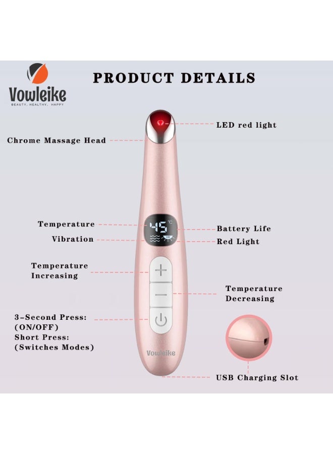 SYOSI Eye Lift Wand, Eye Massager Wand 3 in 1 Vibrating 98°F to 113°F LCD Eye Massager for Dry Eyes, Dark Circles and Puffiness, Face & Neck Lifting Tool for Fine Lines and Wrinkles, Rose Gold  - Image 4