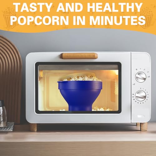 KORCCI The Original Korcci Microwaveable Silicone Popcorn Popper, Microwave Popcorn Popper, Collapsible Microwave Popcorn Maker Bowl, No Oil Required, Use In Microwave, Dishwasher Safe (Blue) - Image 2