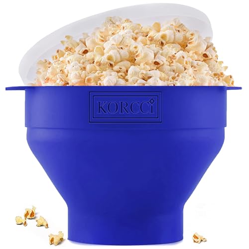 KORCCI The Original Korcci Microwaveable Silicone Popcorn Popper, Microwave Popcorn Popper, Collapsible Microwave Popcorn Maker Bowl, No Oil Required, Use In Microwave, Dishwasher Safe (Blue) - Image 1