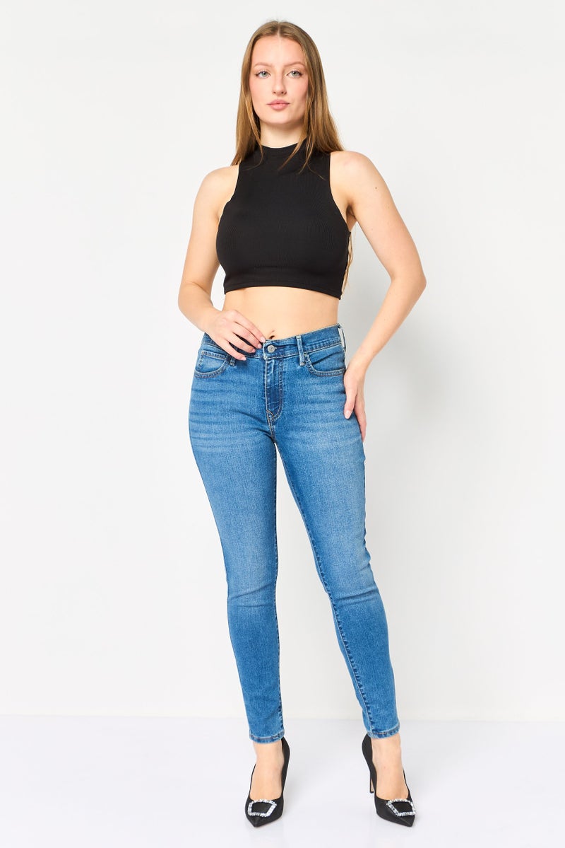 Levi's Women Skinny Fit Washed Stretchable Denim, Blue - Image 3