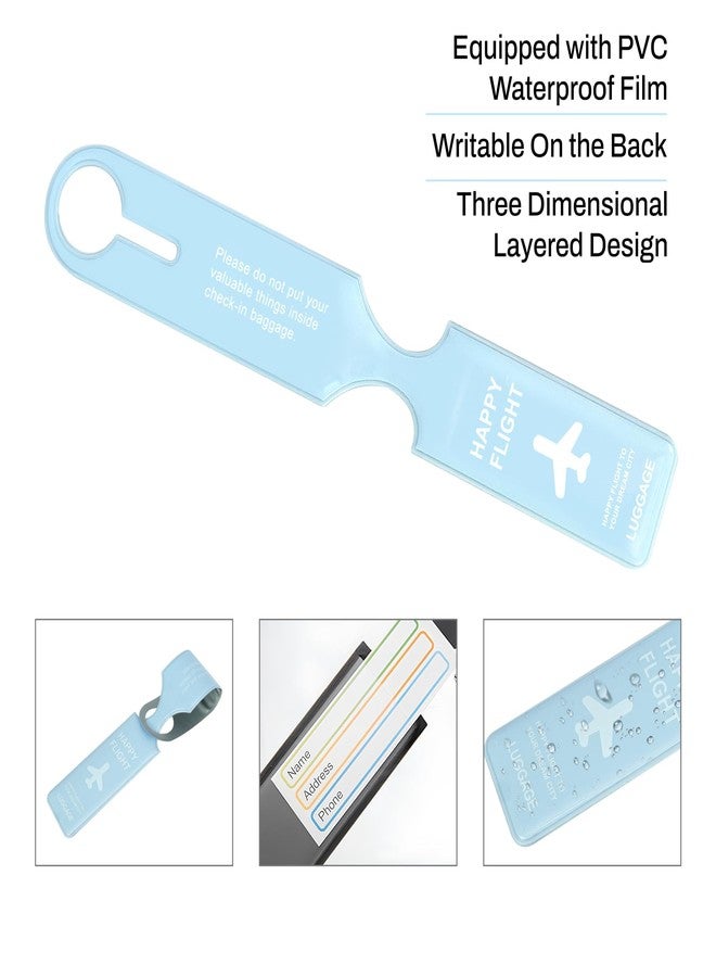SNDIA 4 Pk Luggage Tags PVC Luggage Labels for Suitcases with Name Address Phone Number Labels Travel Tag for Baggage Identity ID -Sky Blue - Image 5