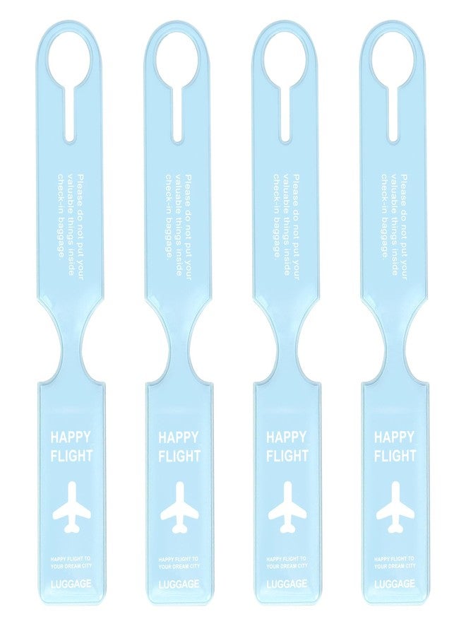 SNDIA 4 Pk Luggage Tags PVC Luggage Labels for Suitcases with Name Address Phone Number Labels Travel Tag for Baggage Identity ID -Sky Blue - Image 1