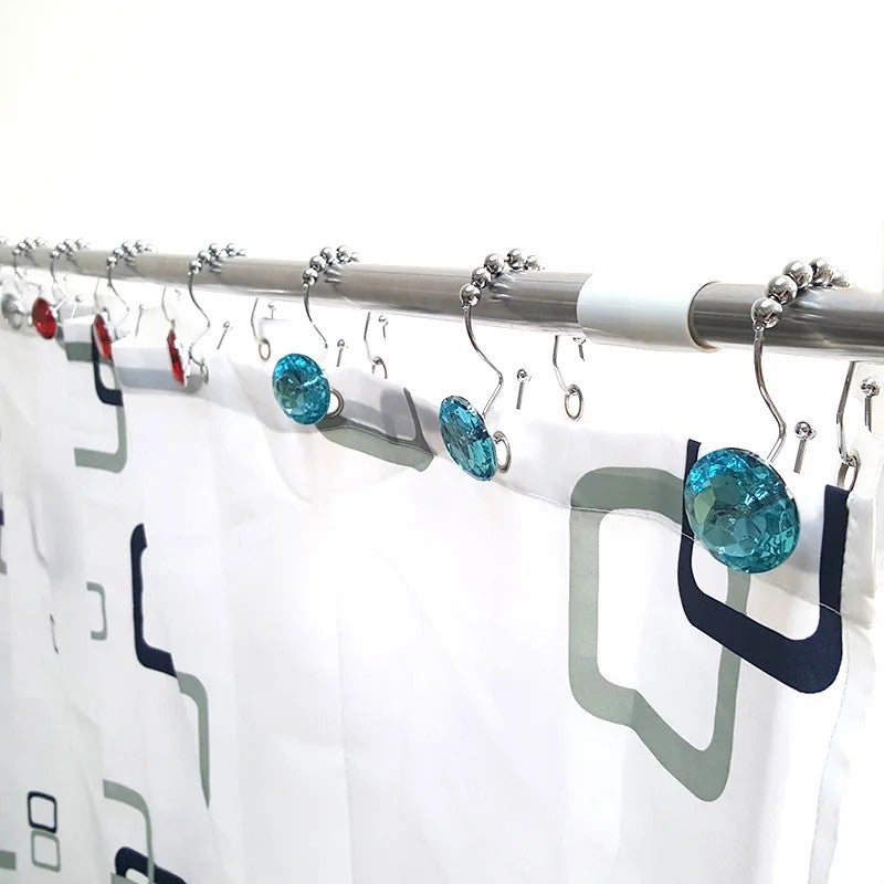 Bluejw Crystal Rhinestone Shower Curtain Rings - Stainless Steel, Rustproof, Decorative Bling Hooks for Bathroom Accessories - Image 5