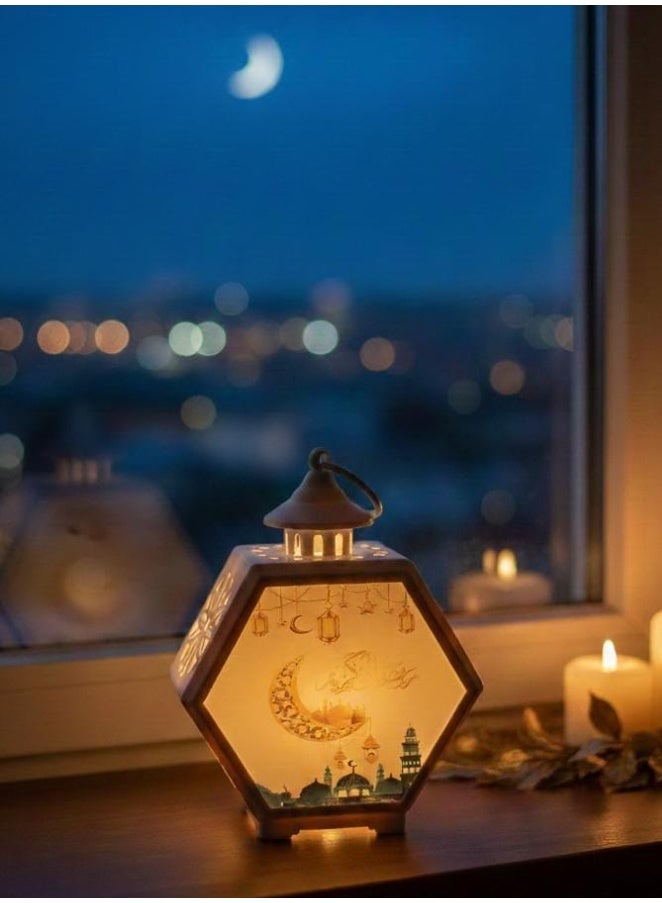 فانوس رمضان اكلريك رمضان كريم اضاءة  اصفر بعليقة مقاس 5 سم - Image 2