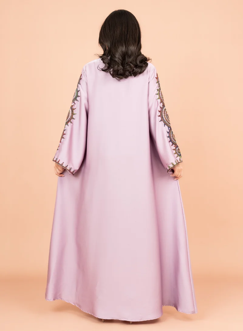 IKKXA Solid Embroidered Jalabiya IK1008 Violet