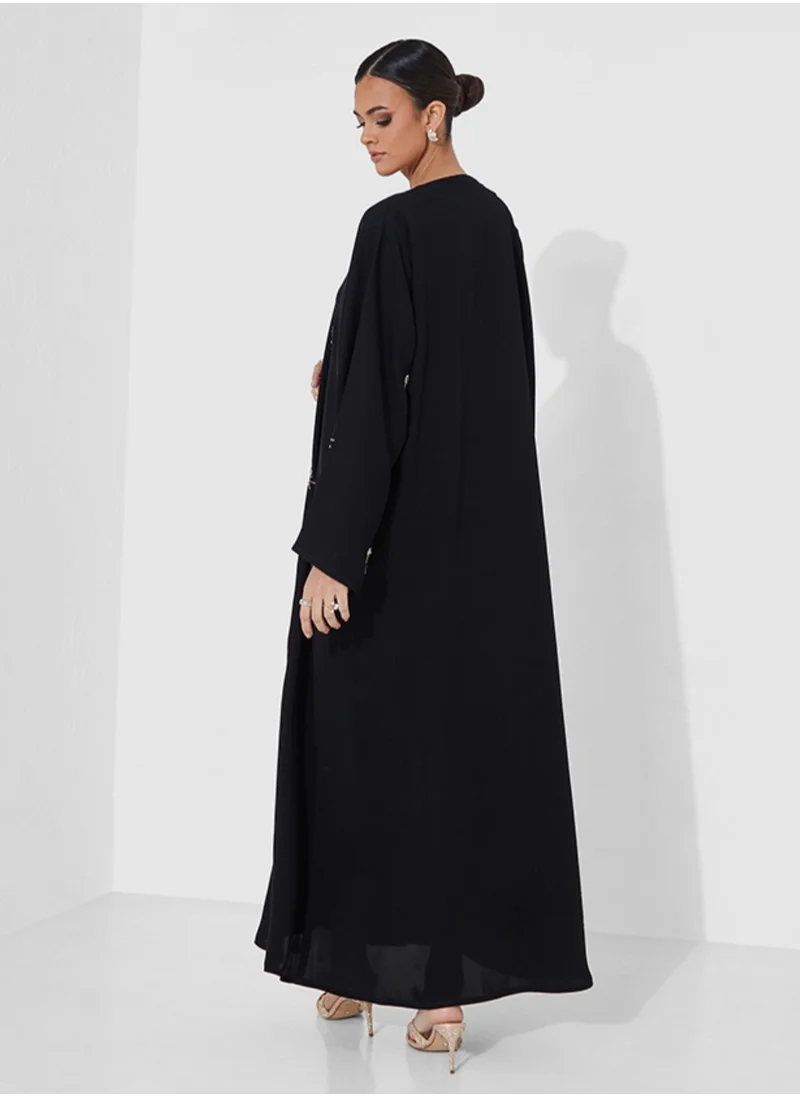 Rosette Abaya Embroidered long Sleeves Abaya