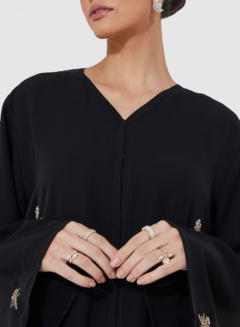Rosette Abaya Embroidered long Sleeves Abaya  - Image 2