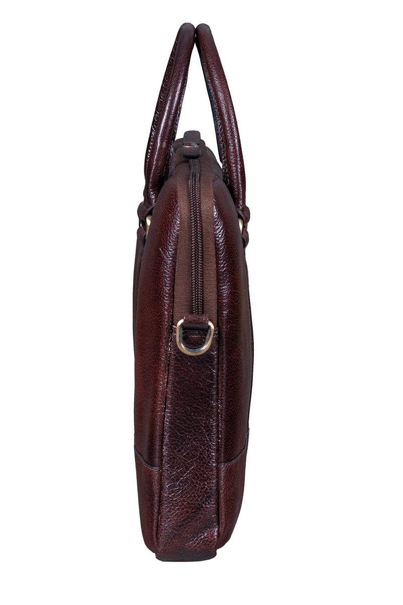 Brand Leather براند ليذر Men - حقيبة رسول اللابتوب الصغيرة من الجلد الأصلي للكمبيوتر المحمول/الكروم بوك [بني] - Image 3