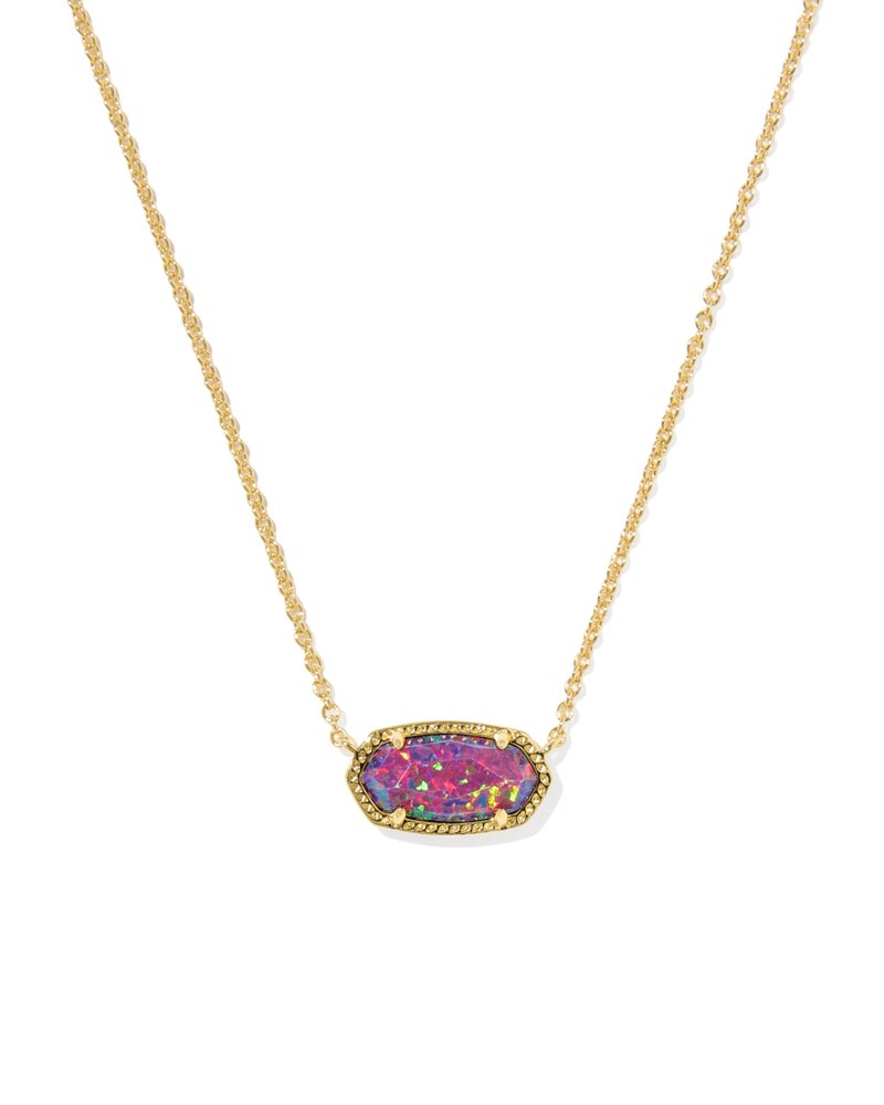 Kendra Scott Elisa Pendant Necklace, Dark Lavender Lab Grown Opal, 14k Gold-Plated Brass, Fashion Jewelry for Women - Image 1