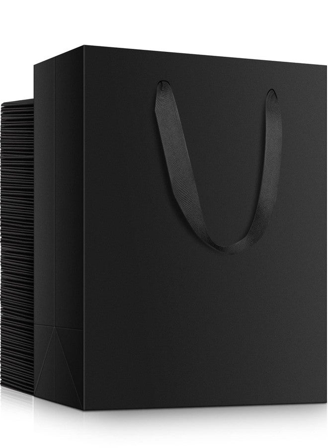 EUSOAR أكياس تغليف هدايا صغيرة من EUSOAR، عبوة من 50 كيسًا، مقاس 8.6 × 3.9 × 7 بوصات، أكياس ورقية سوداء بمقابض، حقائب متينة لحفلات الزفاف، والبقالة، والمتاجر، وتجارة التجزئة، والأعمال التجارية، وتوزيعات الحفلات، وحفلات استقبال المولود، وأعياد الميلاد. - Image 1