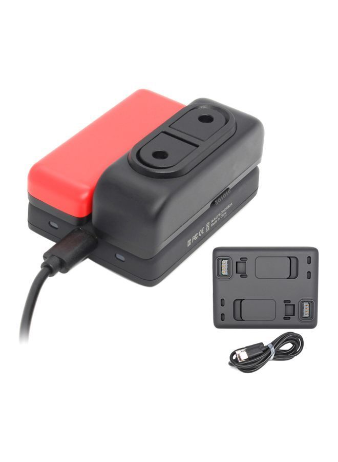 NIBEMINENT Dual Charging Hub Battery Base Charger For Insta360 One R Black/Red  - Image 2
