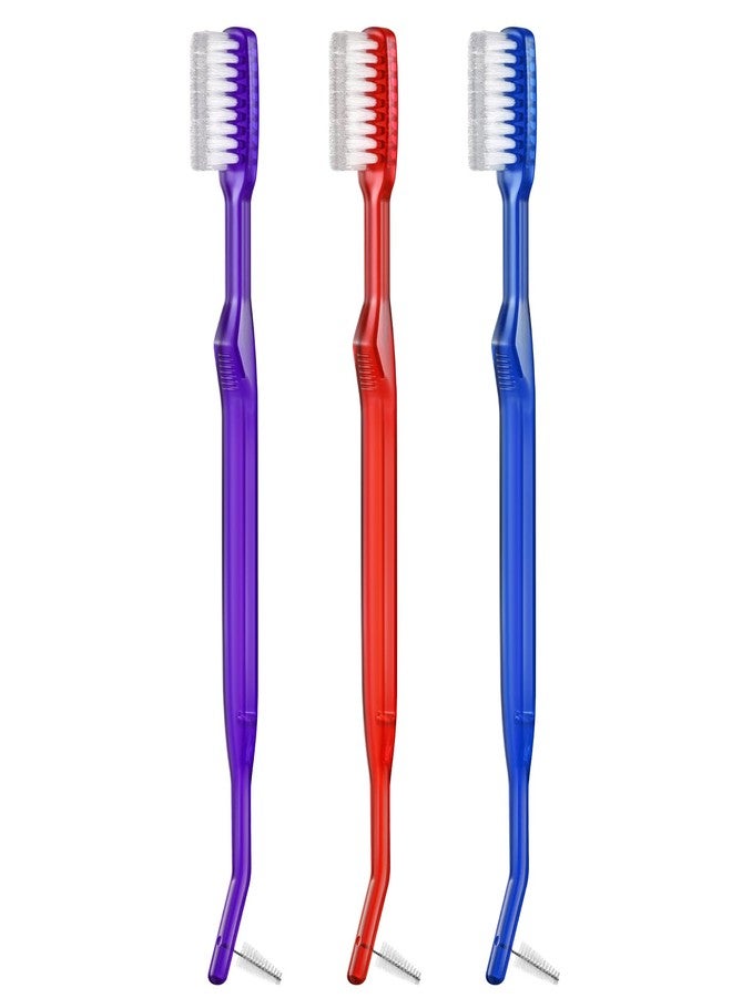 B Rush Double-Ended Orthodontic Toothbrush, V-Trim Head with Interdental Brush for Cleaning Ortho Braces, 3 Count (Pack of 3) Dental - Image 1