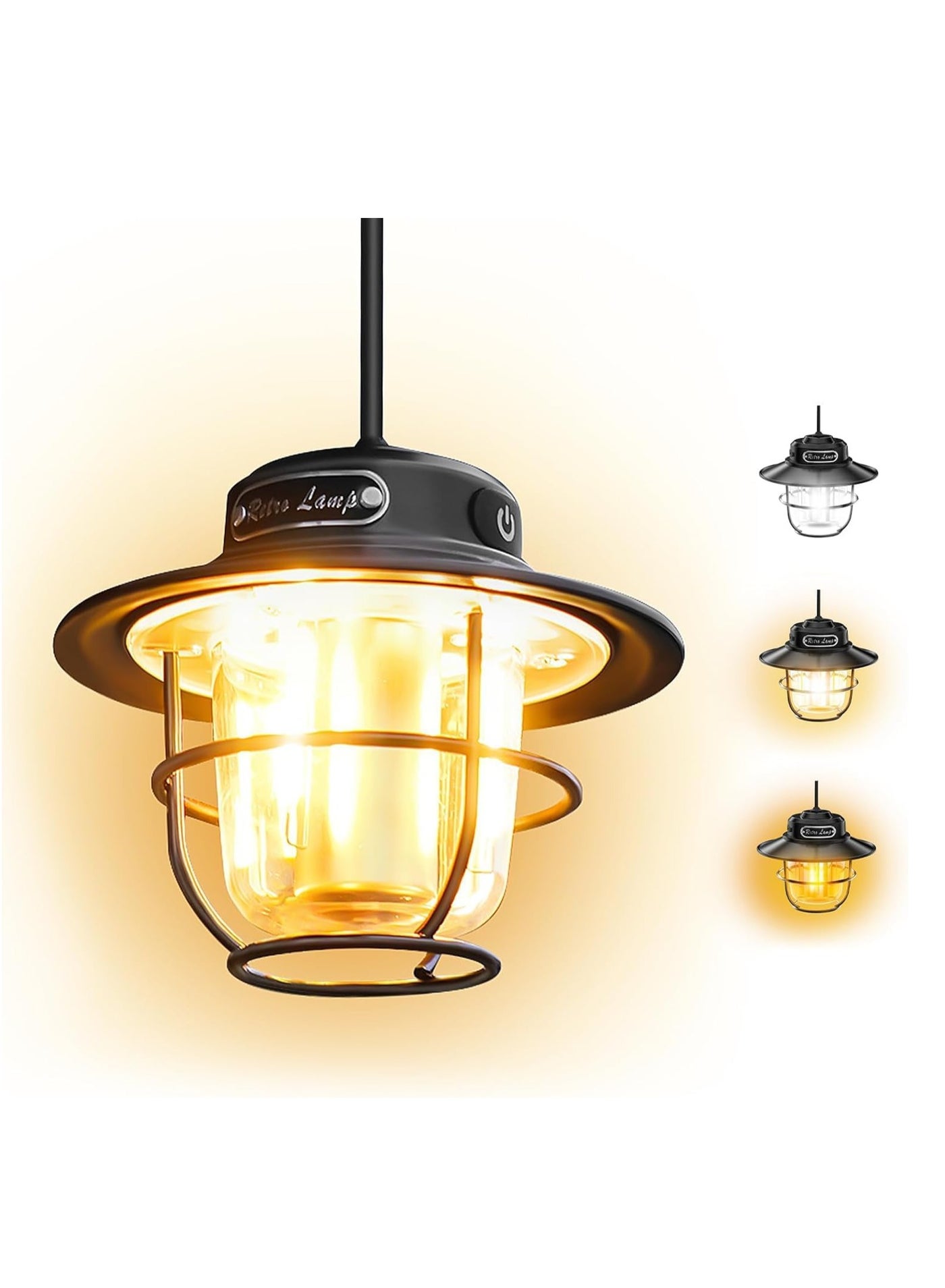 Camping Lantern Rechargeable Retro Camping Light Portable Waterproof 4 Light Modes 1300 to 6500K Stepless Dimming Brightness for Camping Hiking Emergency Fishing