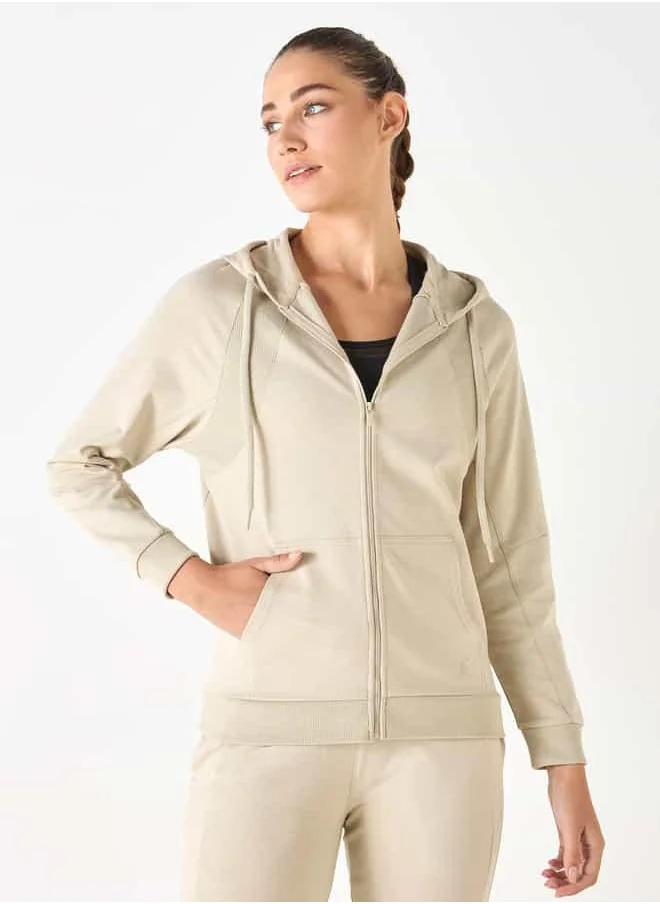 ADOT by Splash Textured Zip Through Jacket with Hood and Pockets