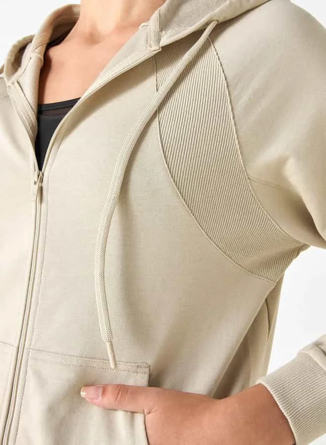 ADOT by Splash Textured Zip Through Jacket with Hood and Pockets
