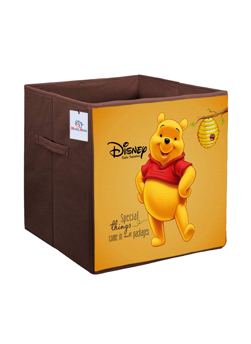 Kuber Industries Heart Home Disney Winnie-The-Pooh Print Non Woven Fabric Foldable Large Size Cloth Storage Box Toy, Books Wardrobe Organiser Cube with Handle (Brown)-HEART10789  - Image 5