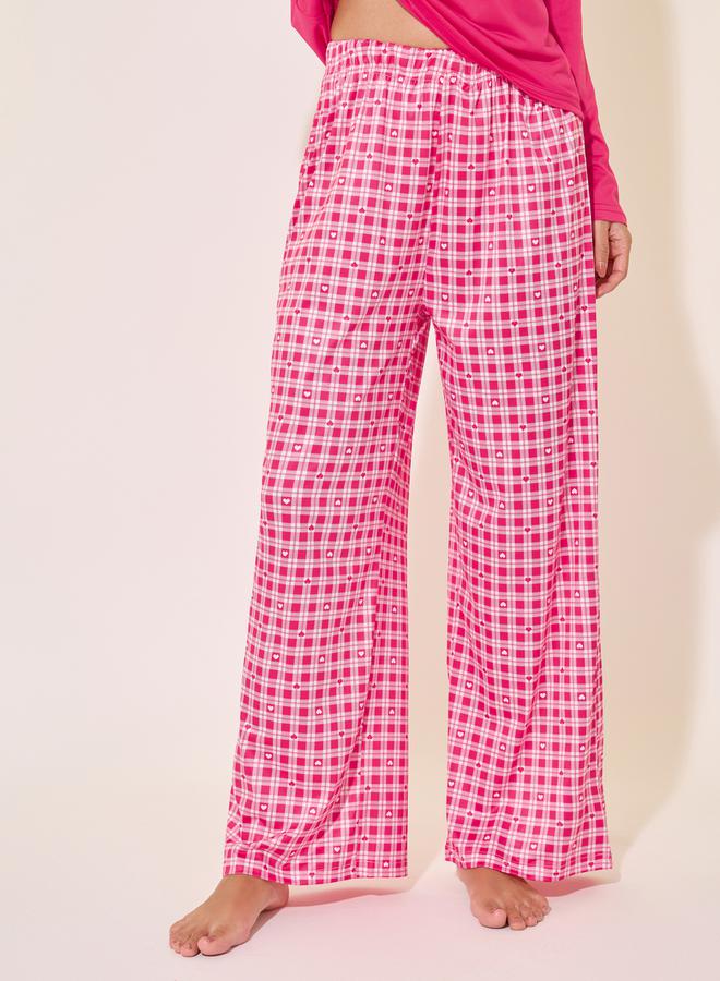 تايك تو طقم بيجامة بأكمام طويلة وياقة مستديرة بنقشة كاروهات - Image 5