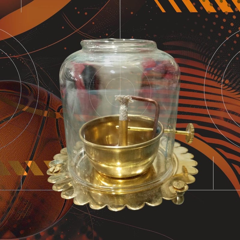 Stotram Brass Akhand Joyti DiyaAdjustable Bati Lifting Screw Wick Holder and Gorilla Borosilicate Glass CoverLid for Jyoti Lightingfor Navratri Celebrations Size 35 X 33Small - Image 4