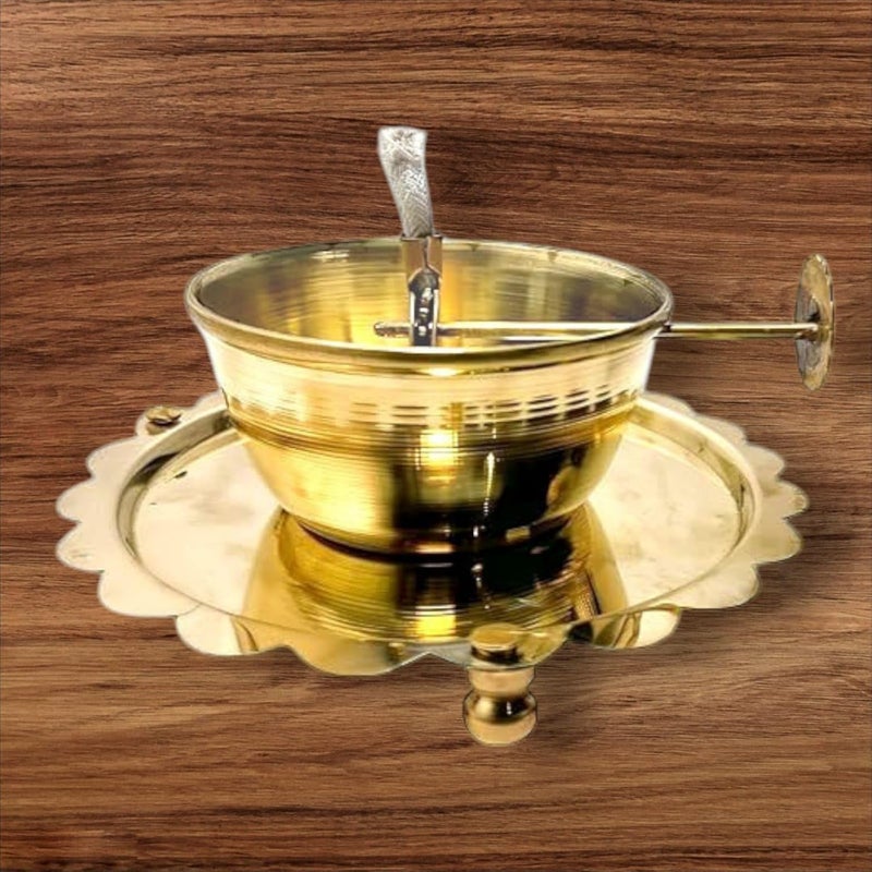 Stotram Brass Akhand Joyti DiyaAdjustable Bati Lifting Screw Wick Holder and Gorilla Borosilicate Glass CoverLid for Jyoti Lightingfor Navratri Celebrations Size 35 X 33Small - Image 5