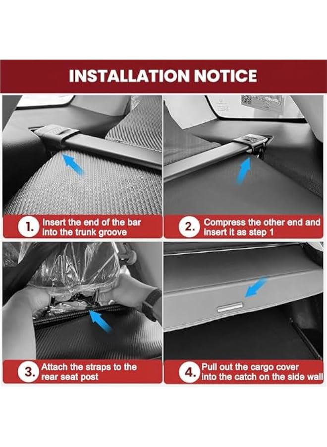 Arabest Upgraded Seamless Cargo Cover Fit for Honda CRV 5th 2017 2018 2019 2020 2021 2022,Waterproof Rear Trunk Cargo Cover Security Shielding Shade For Honda CR-V 2017-2022 Accessories,Carbon FiberTexture  - Image 5
