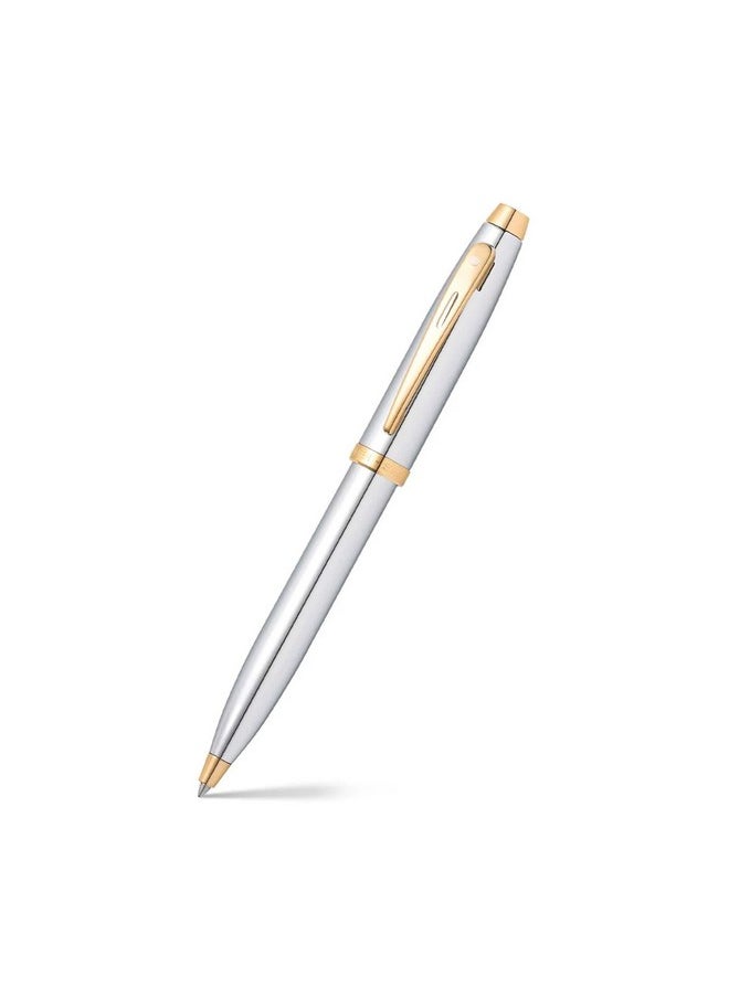 شيفر مجموعة هدايا Sheaffer 100 قلم حبر جاف مع ساعة طاولة من الكروم اللامع مع حواف ذهبية | مجموعة أقلام للهدايا  - Image 2