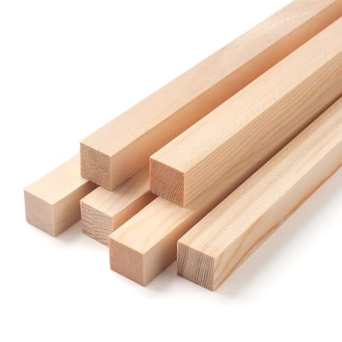 Coowayze Square Wooden Dowel Rods, 6 PCS 3/4" x 12" Square Wood Dowel Rods Wooden Sticks for Crafts, Unfinished Hardwood Sticks Wood Strips for Woodworking, Crafting, Arts and DIYers, Home Decor, Model Making - Image 1