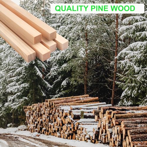 Coowayze Square Wooden Dowel Rods, 6 PCS 3/4" x 12" Square Wood Dowel Rods Wooden Sticks for Crafts, Unfinished Hardwood Sticks Wood Strips for Woodworking, Crafting, Arts and DIYers, Home Decor, Model Making - Image 5