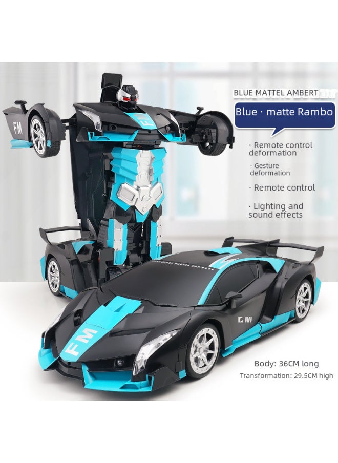 Generic Gesture Gravity Sensing Remote Control One-click Transformation Car Voice Control Transformation Dinosaur Robot Rechargeable Toy-Color:Rambo Gold-Proportion:1:12  - Image 5