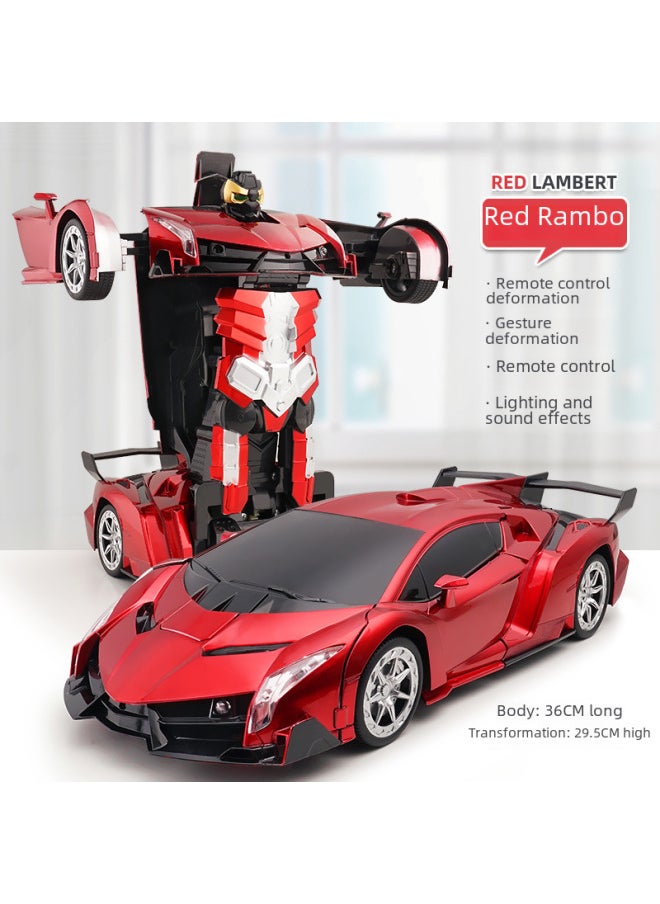 Generic Gesture Gravity Sensing Remote Control One-click Transformation Car Voice Control Transformation Dinosaur Robot Rechargeable Toy-Color:Rambo Gold-Proportion:1:12  - Image 4