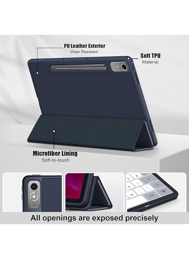 erorex For Lenovo Tab P12 Case P12 Pro Cover Tb-370Fu Tb-371Fc 12.7-Inch Smart Case Cover Support Automatic Sleep Wake Function Tpu Soft Shockproof Protective Back Cover Folding Stand Shell Blue  - Image 4