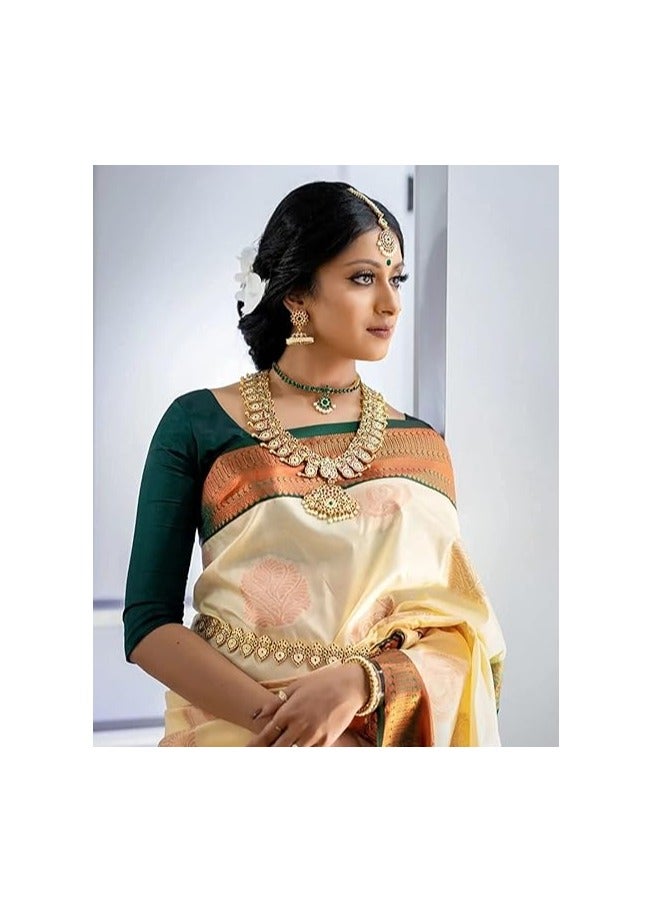 مملكة الإكسسوارات ساري نسائي من أكسسورايز كينغدوم مصنوع من الحرير الناعم المنسوج من كانجيفارام مع قطعة بلوزة - Image 5