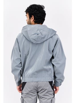 adidas Originals Men Sportswear Fit Long Sleeve Outdoor Jacket, Grey  - Image 4
