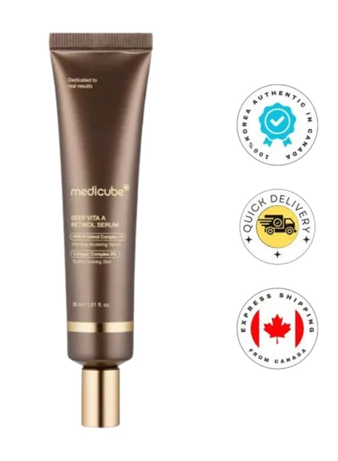 Medicube Deep Vita A Retinol Serum 30ml, Anti Aging Face Serum for Fine Lines Wrinkles & Dull Skin, Firming & Smoothing Retinol Treatment for Sensitive Skin, Cell Renewal Vitamin A Night Serum - Image 1