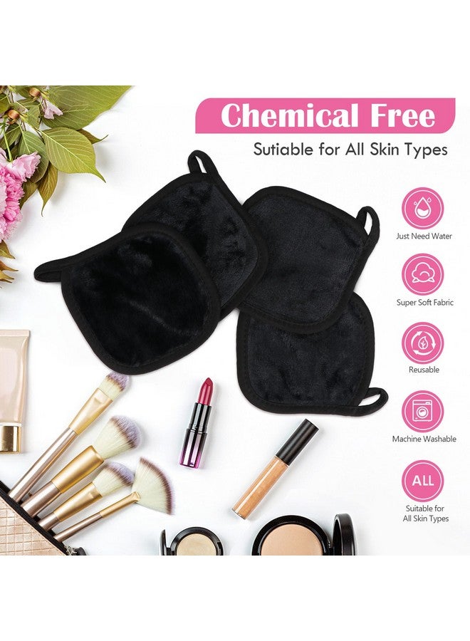 Orighty Makeup Remover Cloths 12 Pack, Makeup Removal Face Cleansing Cloth, Reusable Makeup Remover Pads Remove Instantly Dirt With Just Water, 5 X 5 In (Black) - Image 2